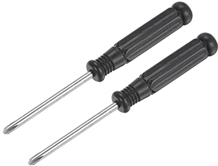 sourcing map Mini Cruciforme Tournevis, 3.0mm Croix Tête avec Noir Poignée pour Petit Appareils électroménagers, 2 Pcs