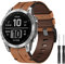 BOJYS Leder Armband Kompatibel mit Fenix 7, 22mm Ersatzarmband Verstellbare Uhrenarmband Quick-Fit Armband für Fenix 8 47mm/Fenix 6/Fenix 6 Pro/Fenix 5/Fenix 5 Plus/Forerunner 935 945/Instinct 2