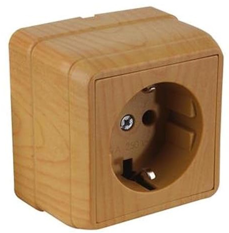 Aufputz Schuko Steckdose Holzfarben Eiche/Holz/Hell/Imitat IP20 Mutlusan Bron
