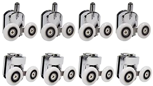Lot de 4 roulettes doubles pour porte de douche - 25 mm de diamètre - Pièces de rechange pour salle de bain (25 mm-8 pièces)