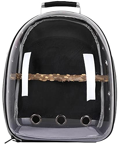 HEEPDD Trasportino Pappagalli Trasparente Capsula Spaziale, Borsa da Viaggio Gabbia Portatile Traspirante Uccelli Nero, Dimensioni 33x24x22cm Cinghia Spalla Regolabile, per Calopsite Parrocchetto