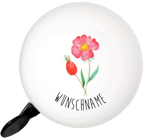 Mr. & Mrs. Panda Personalisierte Fahrradklingel Blume Hagebutte - Geschenke, Mit Eigener Botschaft, Individuell Gestalten, Gravur, Garten, Selbst, Namen, Lebensfreude, Schlechte Gedanken