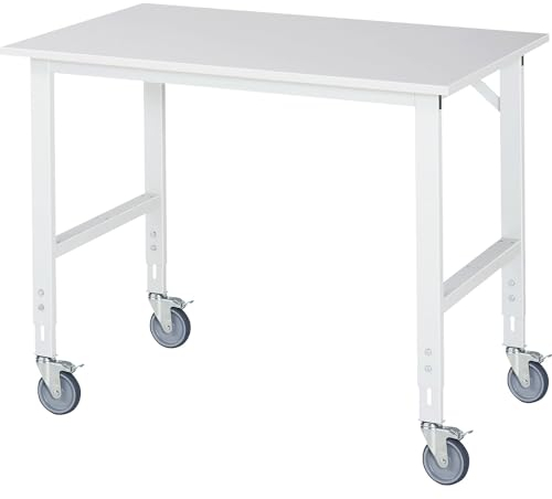 Rau Fahrbarer Arbeitstisch Tom (4 LR), B1250xT800xH910-1230mm, M-Platte-22mm