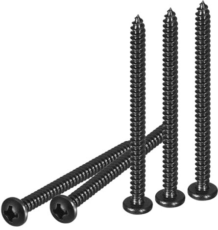 DTGN #7x2 Phillips Pan Head Self-tapping Screw - 100Pack - Black Oxide 304 Stainless Steel Sheet Metal Screws Wood Screws