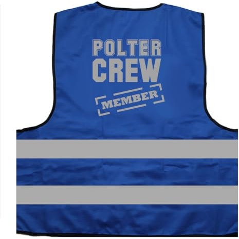 Polter Crew Member Polterabend Warnweste BZW. Signalweste mit reflektierendem Aufdruck - Größe L/XL, Blau