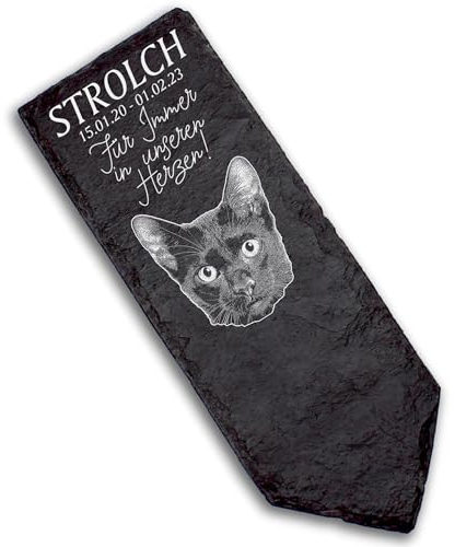 DEKOLANDO Grabstecker Grabschmuck Grabstein - Havana Katze - Personalisiert Grab Deko 22x8 Grabdekoration
