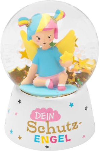 Gruss & CO Traumkugel mit Motiv Engel | Schneekugel mit Glitter, Höhe 6,5 cm | Geschenk für Kinder, Weihnachten, Silvester | 70250