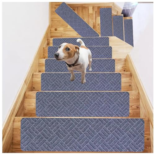 RYJYQYX Anti-Rutsch Stufenmatten Innen, Waschbar Treppenstufen Matten Antirutschmatte, 76 x 20,3 cm Stufenmatten Ohne Kleben für Kinder Ältere und Hunde,D-15Pcs