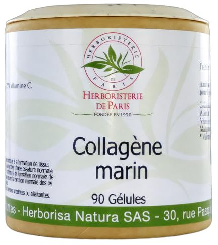 Collagène Marin 90 Gélules - Herboristerie de Paris - Complément Alimentaire Naturel avec Vitamine C et Manganèse pour une Formule Complète