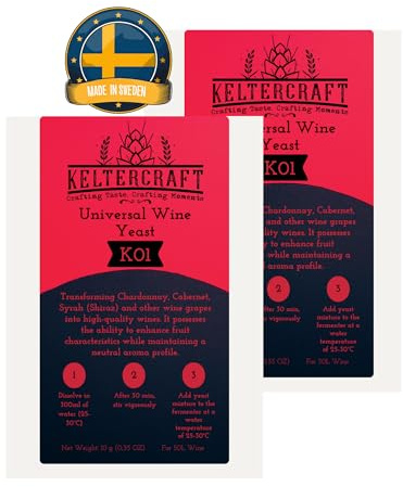 Keltercraft K01 Weinhefe [2x 10g: Für 100L Portwein oder Weißwein] Trockenhefe Nährhefe Bordeaux | Mache deinen eigenen Wein!
