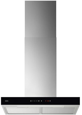 AEG Köksfläkt serie 6000 med fläktfunktion 60 cm – köksfläkt med glas – frånlufts- och cirkulationsluft – max. 730 m³/h vid sugning med max 74 dB (A) – touch-styrning – rostfritt stål –