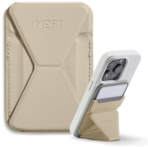 MOFT MagSafe Wallet Stand for iPhone 17/16/15/14/13/12 Series Compatible with MagSafe, MOVAS Vegan Leather Magnetic Phone Stand with 3 Viewing Angles, 2 Cards Holder