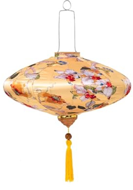 Farolillos Linterna tradicional china con patrón floral retro, linterna para festival de primavera, linterna de tela colgante vietnamita japonesa para decoración de patio al aire libre Navideñas