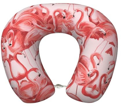 Personalisiertes Reisekissen aus Memory-Schaum mit Flamingo-Druck, geeignet zum Schlafen in mehreren Szenarien