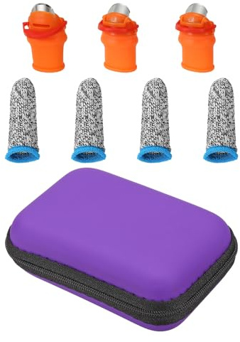 PATIKIL Large Gardening Thumb Knife Set with Storage Case, Silicone Thumb Cutter Finger Cover Garden Trim Tool for Picking Fruit Vegetable, Purple