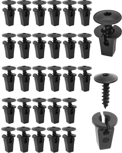 WUNZILO 30 pcs Tornillos Autorroscantes Torx M5 x 16 mm, Tornillos Guardabarros Coche, Tornillos Negros de Cabeza Plana, N90974701, J207+K50