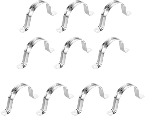 sourcing map Rigid Pipe Straps 65mm(2.56) 304 Stainless Steel 12Pcs | 2 Hole U-Shaped Bracket,Tube Hanger Pipe Clamps,for Fixing Pipe Cable