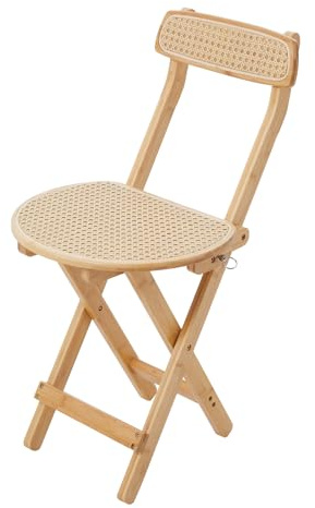 Warmiehomy Folding Dining Chair with Back, Modern Rattan Kitchen Stools for Counter Dining Room, Living Room, Bedroom, Reception, Camping