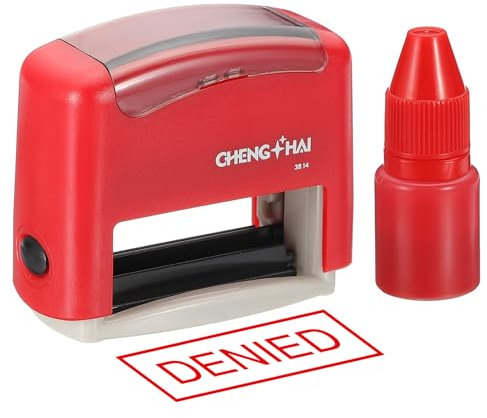 YOKIVE Selbstfärbender Stempel, Personalisierter Stempel, Firmenstempel, Wortbandstempel mit DENIED logo, Bürostempel für Bürodokumente, Papierkram, Etikett (35 x 12 mm)