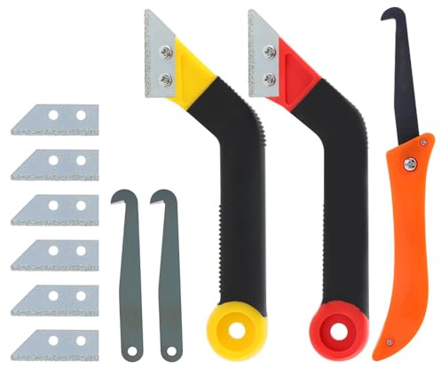 11 Pack Grout Removal Tool Kit, Long-Lasting Saw Angled Tile Grout Remover with 2 Tile Grout Saws 6 Replacement Blades & 2 Grout Cleaning Blades, for Tile Cleaning