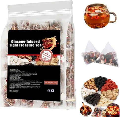 Qiamia Ginseng Acht Schätze Tee, 5g * 30PCS Nierentee Formel Ginseng Acht Schätze Tees, Verbesserte ginseng Sechs Schätzes Tees (1 Bag)