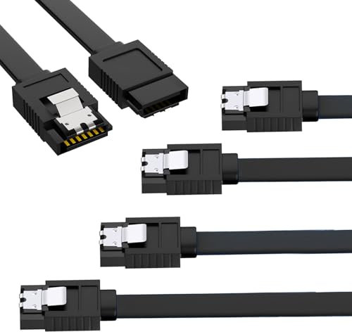 Pence & Moon Collective SATA Cable III 6Gbps 50cm (3 Pack) Straight HDD SDD Data Cable with Locking Latch Sata Cables III for SATA HDD, SSD, CD Driver, CD Writer - Black