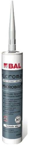 BAL Micromax3 Grout Sealant Tornado Sky 310ml Silicone | Anti-mould silicone tile sealant with grout effect for wall and floor tiles. Matt finish in Tornado Sky shade.