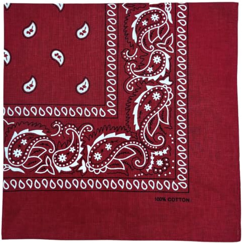 MDSTYLE 100% Cotton Bandana for Men & Women 56cm x 56cm Paisley Handkerchief Headband Scarf (Burgundy)