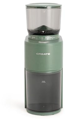 CREATE/COFFEE GRINDER STUDIO PRO/Kaffeemühle mit Behälter Salbeigrün/Fassungsvermögen bis zu 150g, 38 Mahlstufen, Sicherheitssystem, 200W