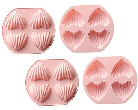 AUTSUPPL 4 pièces Lot de Moules Silicone Forme de Cœur Moules Pâtisserie Antiadhésifs pour Madeleines Biscuits et Gâteaux Accessoires de Cuisson Réutilisables pour Amateurs de Pâtisserie