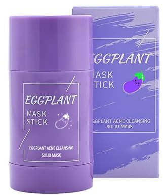 Masque Visage – 3,15 Pouces Bâton Nettoyant | Argile Soins – Stick masque en argile verte 40 g au thé vert et aubergine, contrôle du sébum et douce, idéal pour un spa facial