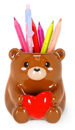 Legami - Keramisk pennhållare - skrivbord vänner teddy björn tema handmålad presentidé skrivbord organisatör