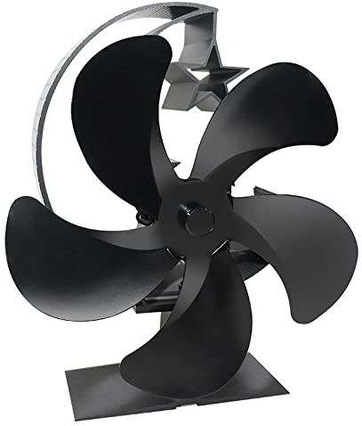 Garosa 5 Blades Heat Powered Stove Fan Circulating Warm Air Black with Quiet Operation and Eco-Friendly Design for Wood Burning Stove (Black)