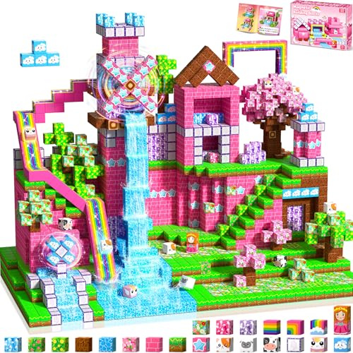 Prinhero Magnetische Bausteine - 165 Teile Magnetbausteine Magnetspielzeug ab 4 Jahre, Magnetisches Bausteine Blöcke Kinder, Spielzeug Magnetblöcke für Kinder ab 3 4 5 6 7 8 9 Jahre abnehmbare