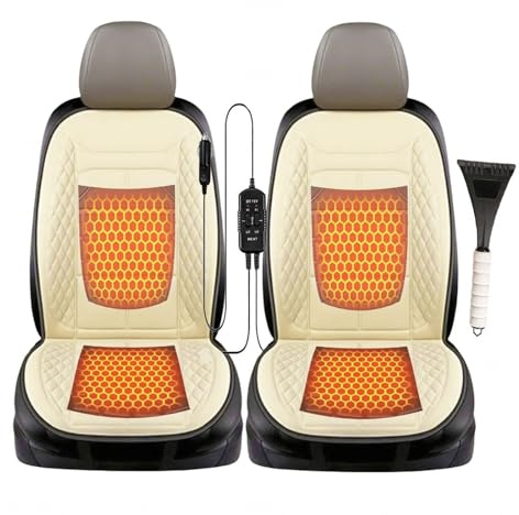 Super caldo 𝐬𝐞𝐝𝐢𝐥𝐢 𝐫𝐢𝐬𝐜𝐚𝐥𝐝𝐚𝐭𝐢 𝐩𝐞𝐫 𝐚𝐮𝐭𝐨, Viene Fornito Con Una Pala Da Neve, Cuscino Ergonomico Adatto a vari modelli di auto,beige-two-seater