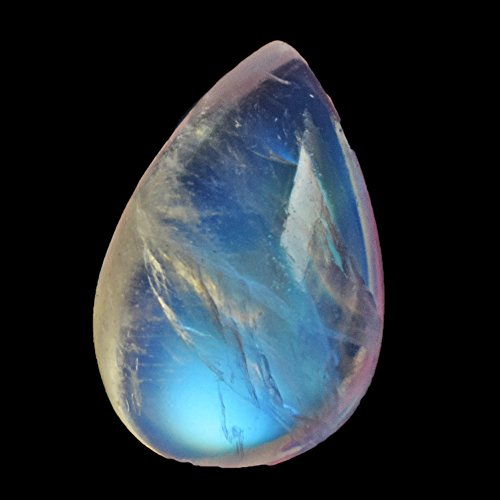 Attraktiver natürlicher blauer Regenbogen-Mondstein, Cabochon, Birnenform, Ringstein, Cab AG-7428