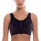 SYROKAN Women's Sports Bra High Impact Front Fastening Zipper Wireless Post Surgery Support Workout Bra Black 34F