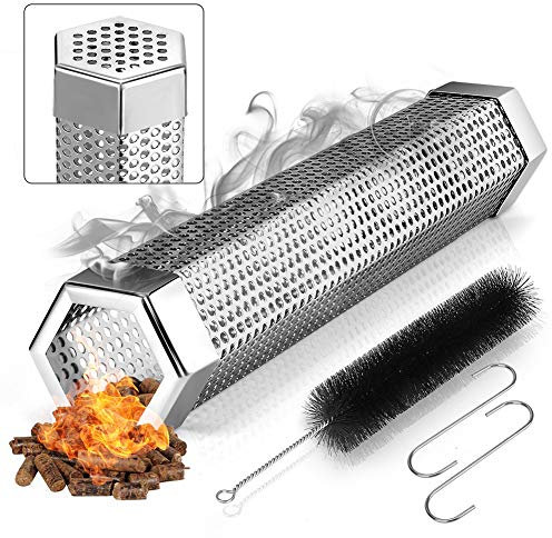 Realcook Pellet Smoker Tube 12-inch: Stainless Steel Wood Pellets Smoke Tube for Hot or Cold Smoking | BBQ Smoke Generator Tubes Works with any Grill and Smokers
