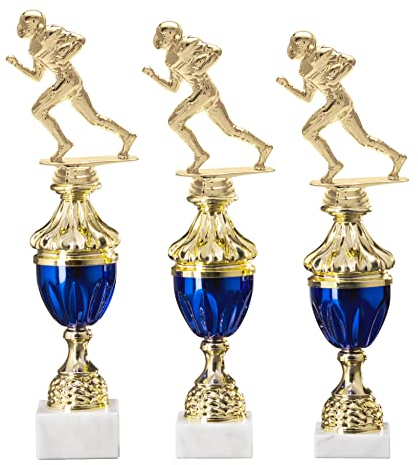 eberin · Pokal Serie Football, Gold-blau, mit Wunschtext, Größe 36,5 cm
