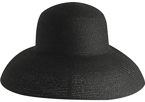Stakee Sommerstrohhut Handgefertigt Gewebter Strandhut Hepburn Style Hat Wide Brim Panama Hut Klappende Urlaubshut Für Frauen