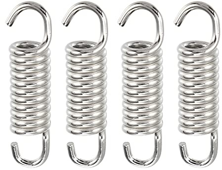 A ABSOPRO Moto Marmitta Scarico Tubo Molle Argento 4 Pz 43mm 1.69 | Lunghezza 43mm (1.69), Adattabile A Moto/ATV/Quad, Facile Da Usare, Antiruggine, Verificare Distanza Occhiello