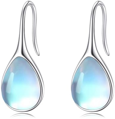 Mondstein Ohrringe Pull-Through Ohrringe Sterling Silber Mondstein Einfädler Lange Piercing Ohrlinie Ohrtropfen Ohrschmuck für Damen (Moonstone)