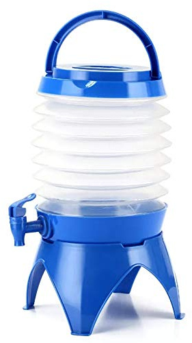 SagaSave Kunststoff-Getränkedispenser mit Zapfhahn und Ständer, 5.5L Mini-Wasser-Getränkedispenser (blau) für Cocktail Saft Obst Teekanne Eiswasser Outdoor Camping Picknick