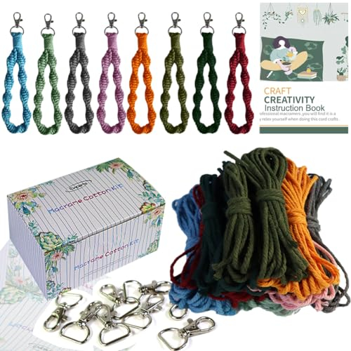 suo long Makramee Set für Anfänger mit Anleitung 3mm Makramee Garn Set DIY Schlüsselanhänger Makrame Garn Mit Makrame Zubehör für Makramee Armband,Makramee Anhänger,Makramee Anfänger Set