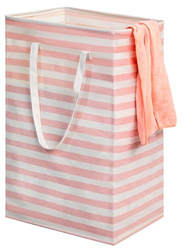 Collapsible Laundry Basket, Dirty Foldable Washing Basket for Laundry, Rectangle Freestanding Tall Cotton Laundry Clothes Hamper with Handle for Clothes Toys Storage in Bedrooms Laundry Room Bathroom
