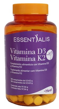 ESSENTIALIS VITAMINA D3 VITAMINA K2 – convient à ceux qui souhaitent agir durablement sur leur bien-être, préparation en comprimés pour une prise régulière, boîte de 180 comprimés et convient à ceux q