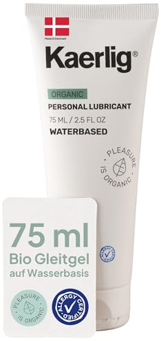 Kaerlig 75 ml Bio Gleitgel auf Wasserbasis - Hergestellt in Dänemark | Wasserbasiert, Masturbation, Bio, Parfümfrei, Vegan, Transparent, 75 ml, 75 g