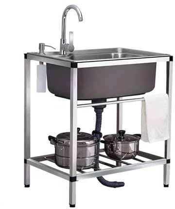 Evier Utilitaire Acier Inox Pour L'extérieur Évier De Restaurant Commercial Professionnel Extérieur Évier De Jardin Support Renforcé Pour Buanderie/le Jardin/garage ( Color : Hot and cold , Size : 53x