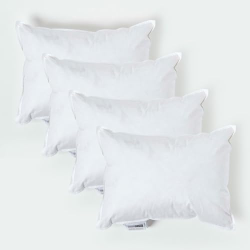 HOMESCAPES Paquete de 4 rellenos de cojín de plumas de pato de lujo, 30 cm x 40 cm, funda perfecta para rebote y plumón, relleno interior, hipoalergénico, certificado RDS, lavable a máquina