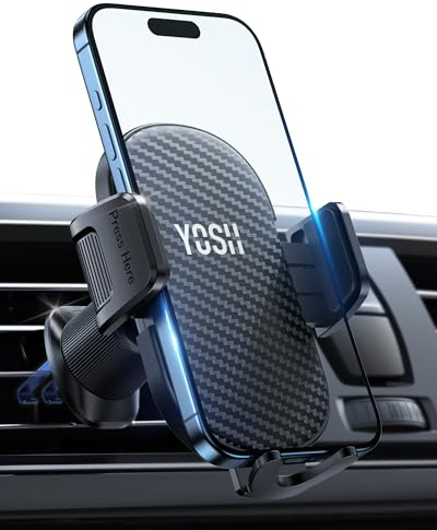YOSH Car Vent Phone Mount, Upgraded Double Lock Metal Hook Car Phone Holder, Quick Release Air Vent Holder for iPhone 16 15 14 13 12 11 Pro Max Plus Samsung S24 S23 S22 S21 Pixel etc